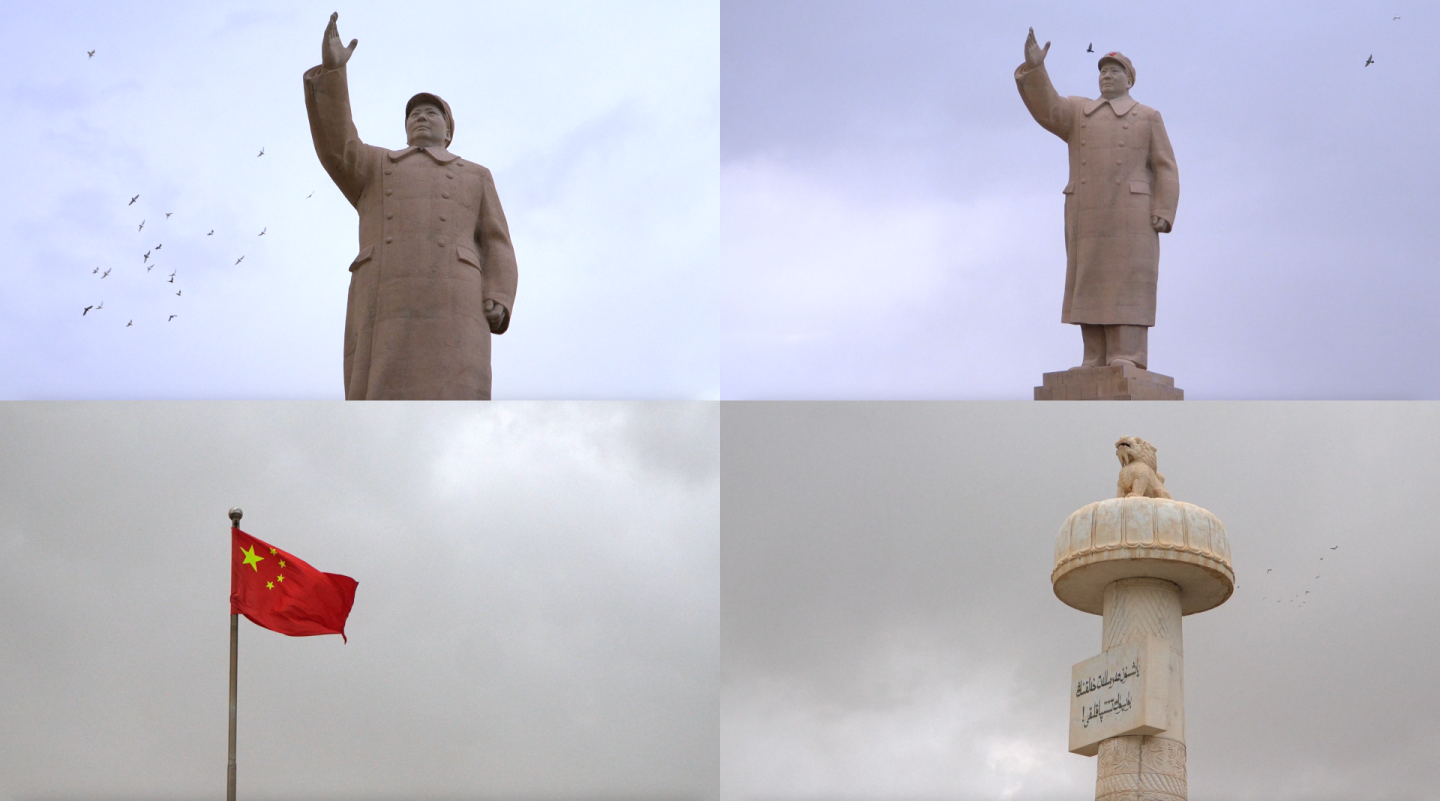 新疆喀什人民广场延时和毛主席雕像4k