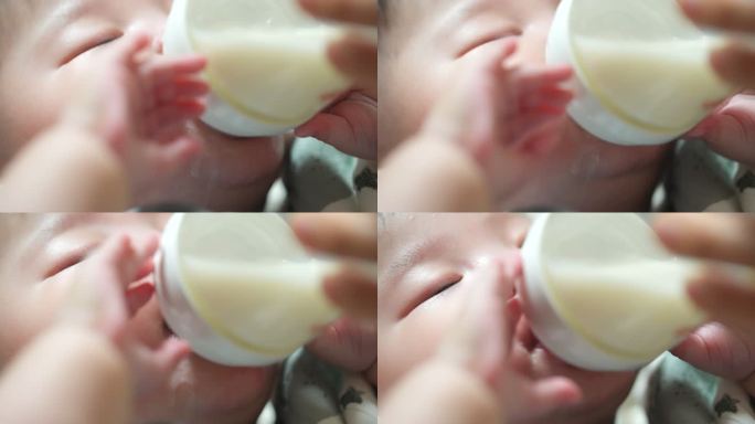 婴儿喝奶宝宝喂奶4K慢动作