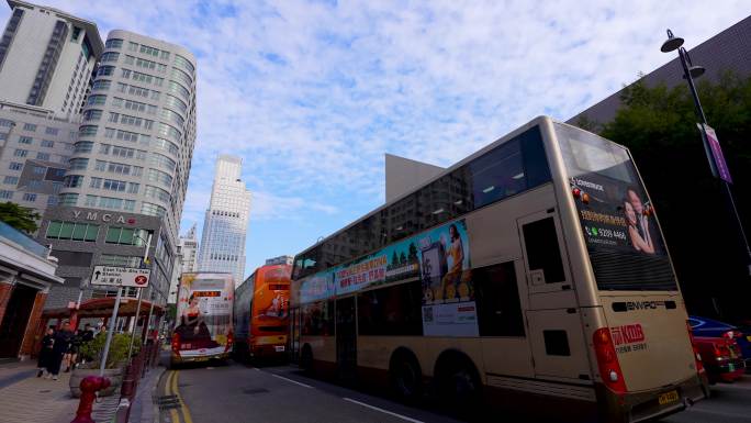 4K香港城市道路交通车流延时2