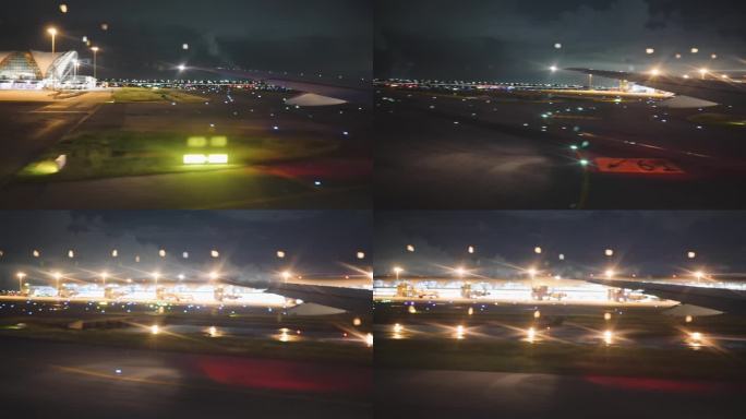 夜航飞机从素万那普机场起飞飞往韩国