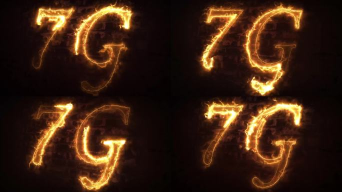 Fire 7G高速网络技术概念由Fire光线速度运动图案隔离在黑色背景上用于banner、logo、