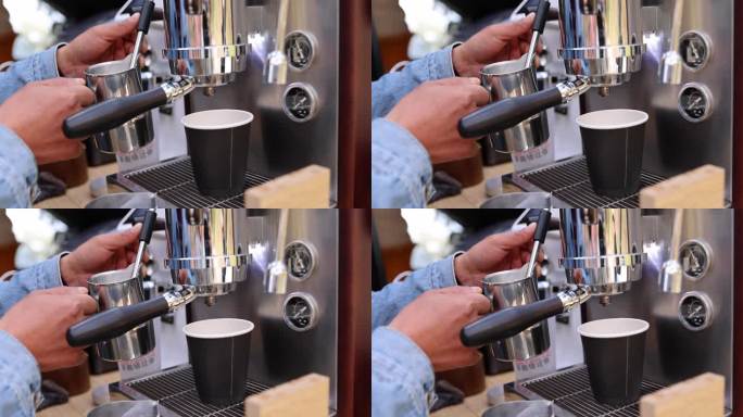 拿铁咖啡咖啡制作升格慢镜