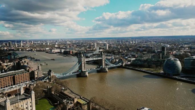 无人机视角下的伦敦泰晤士河塔桥