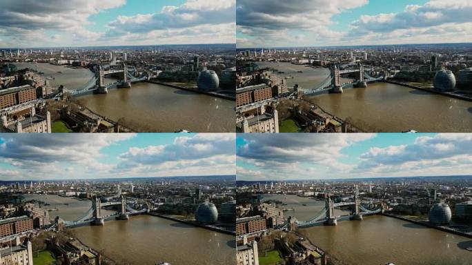无人机视角下的伦敦泰晤士河塔桥