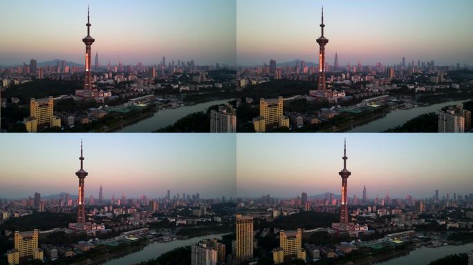 夕阳 南京 南京航拍