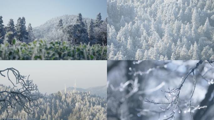 天台山华顶雾凇雪山