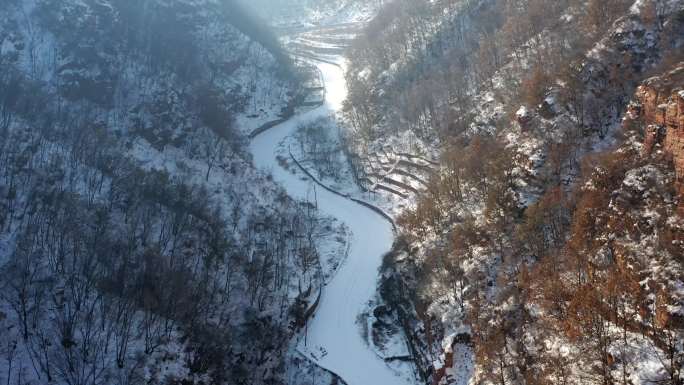 河北邢台周公山雪山雪后4K航拍