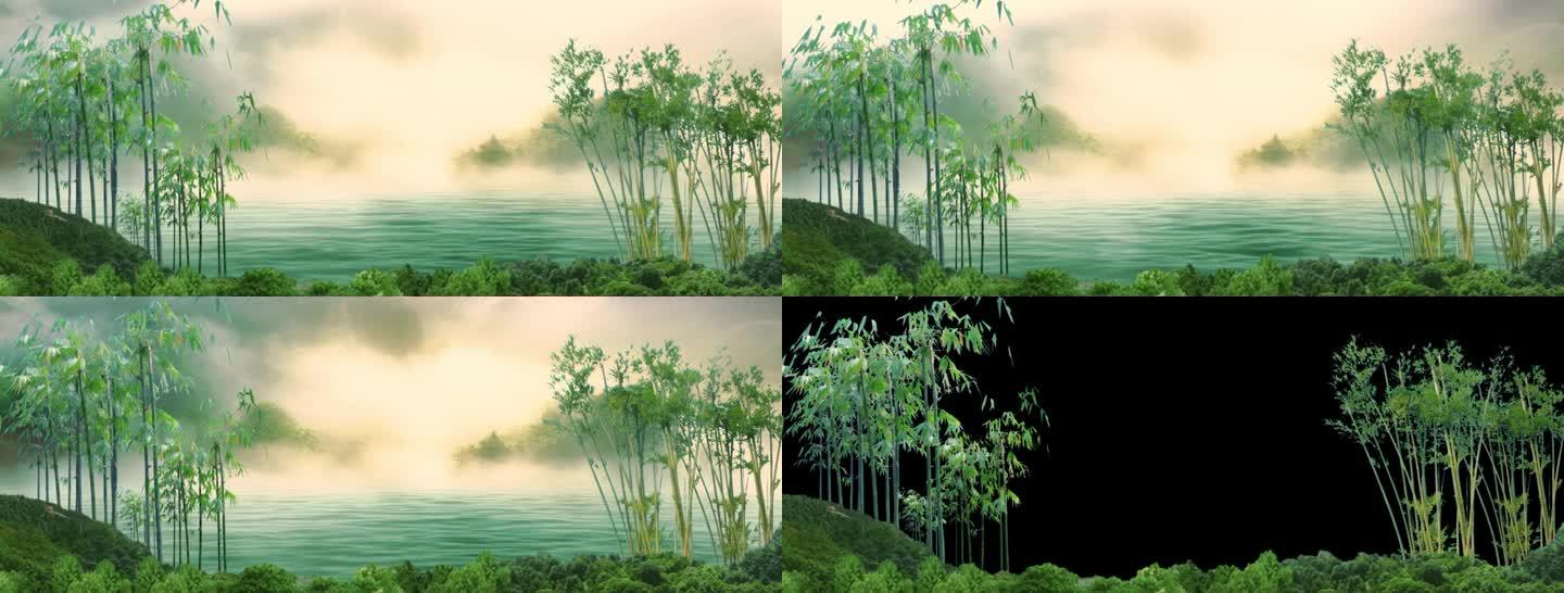 竹子竹林山水LED背景  含通道素材