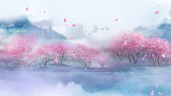 春天桃树舞美背景