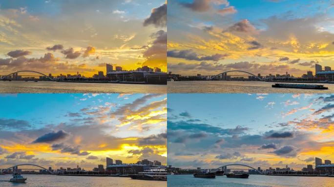 上海黄浦江后滩城市风光4k延时摄影