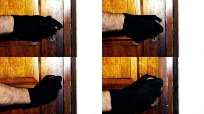 黄铜门把手转动，戴着黑色手套的人慢慢打开木门