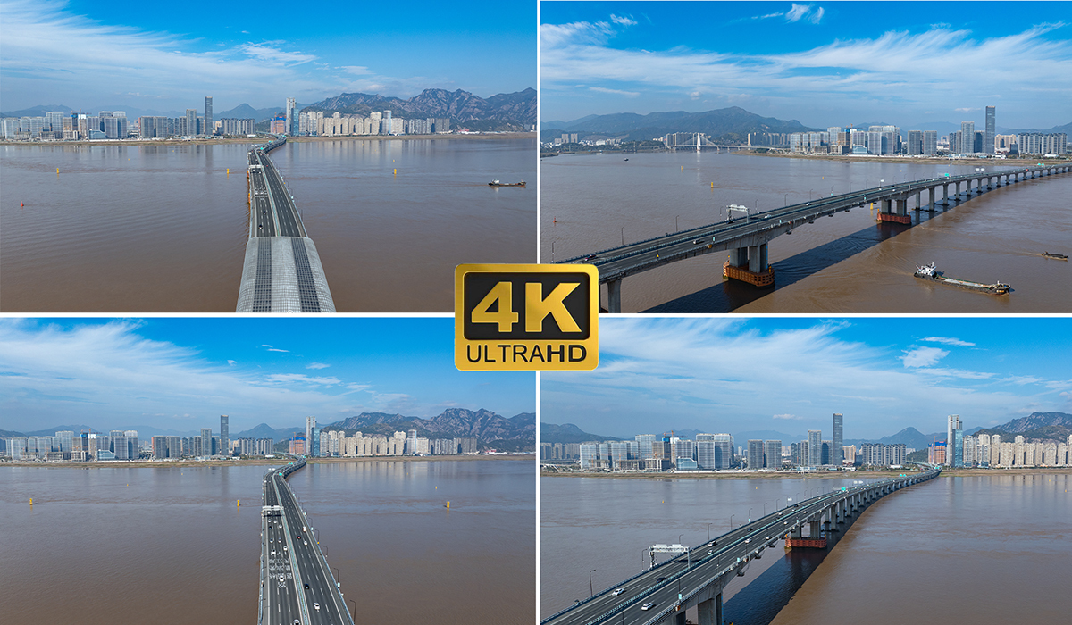 「4k」航拍温州瓯越大桥延时摄影