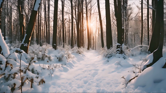 冬天森林雪景