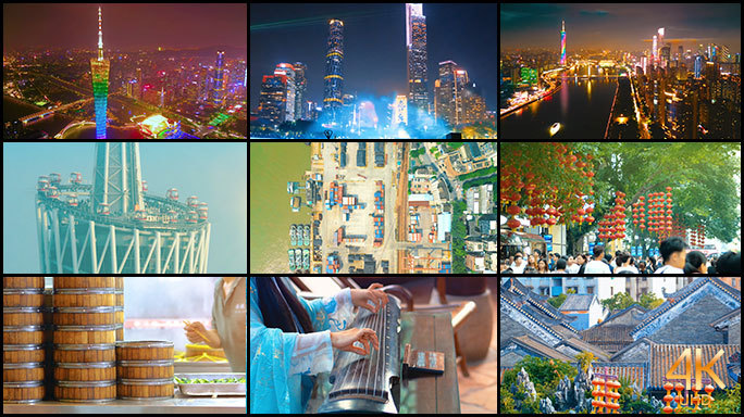 广东广州人文景色城市地标26镜合一4K