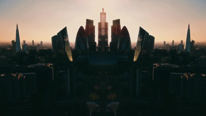 无人机拍摄的伦敦高层建筑剪影