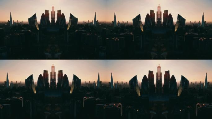 无人机拍摄的伦敦高层建筑剪影