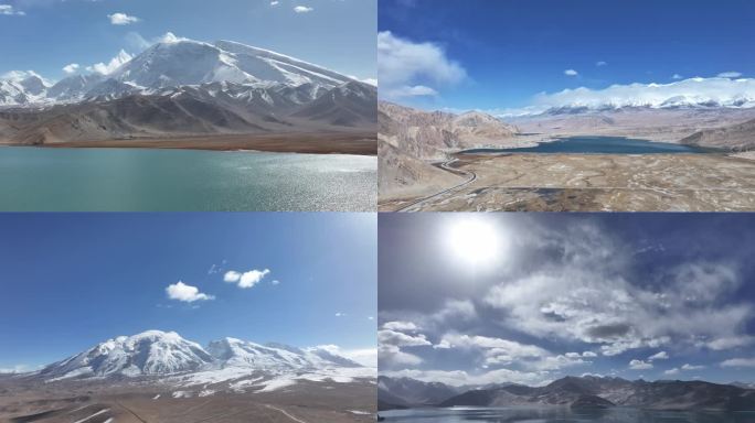 航拍新疆克州阿克陶县喀拉库勒湖
