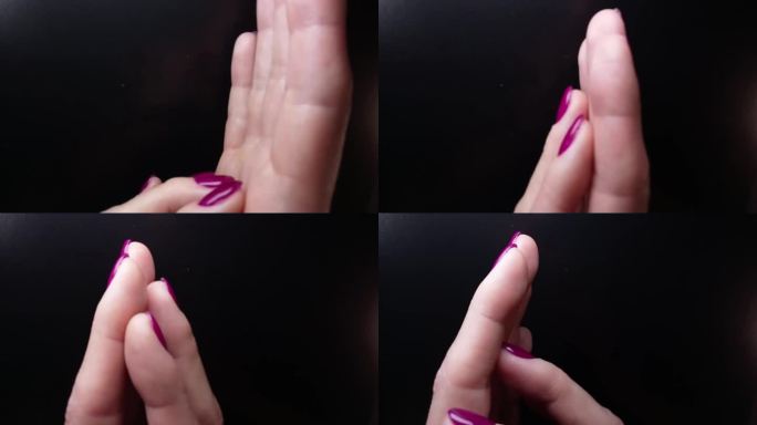 指甲艺术和修指甲。女性手指柔软的触摸和上下滑动的手势。