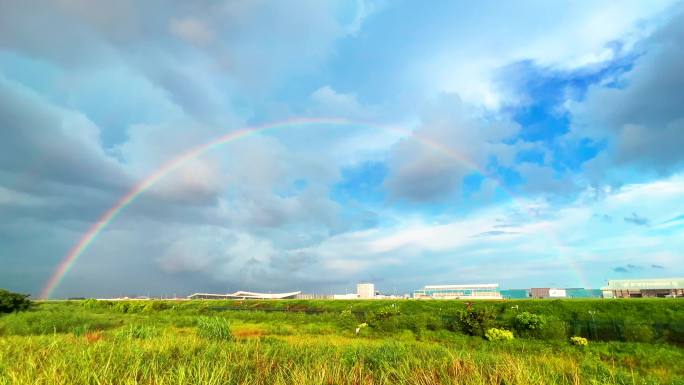 4k唯美雨过天晴彩虹 小清新空镜头