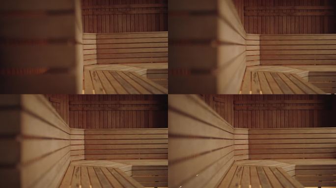 桑拿房里的木凳视频素材木材木头