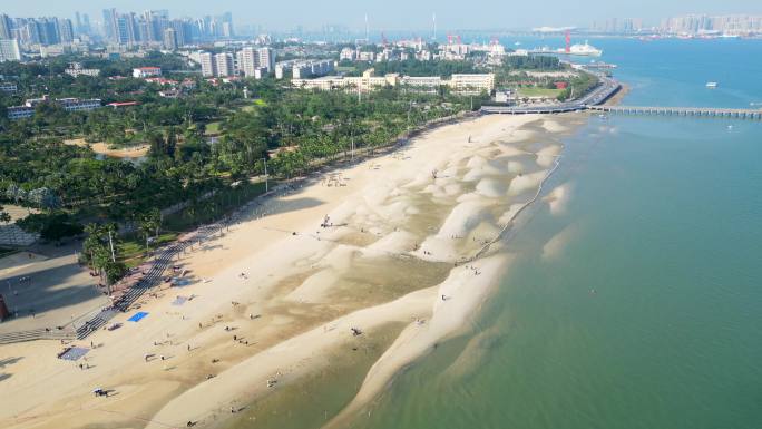 广东珠海海滨浴场沙滩航拍4K60