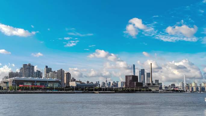 上海黄浦江后滩城市风光4k延时摄影