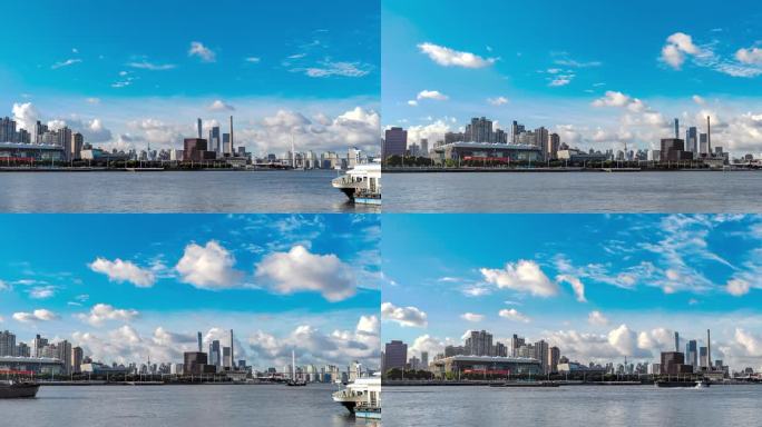 上海黄浦江后滩城市风光4k延时摄影