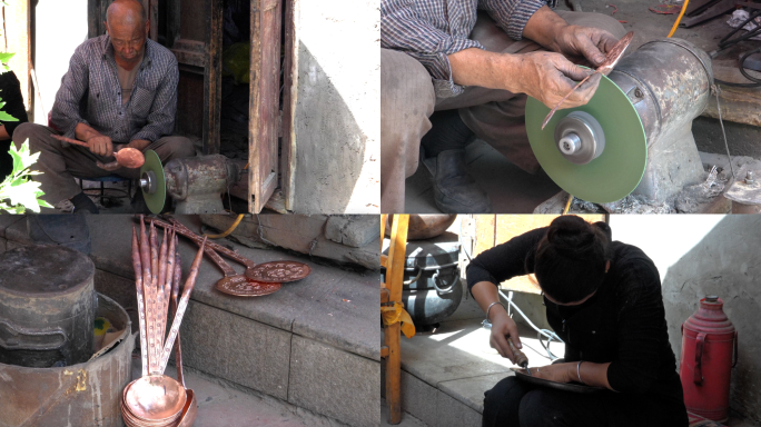 新疆喀什非遗铁匠铜匠铜器加工4k