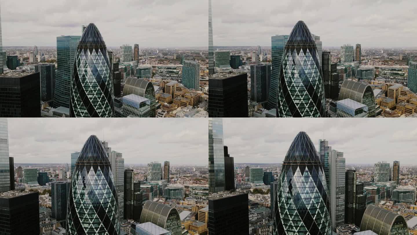 无人机视角的小黄瓜建筑和城市景观，伦敦