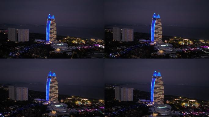 海棠湾亚特兰蒂斯酒店夜景航拍4k视频