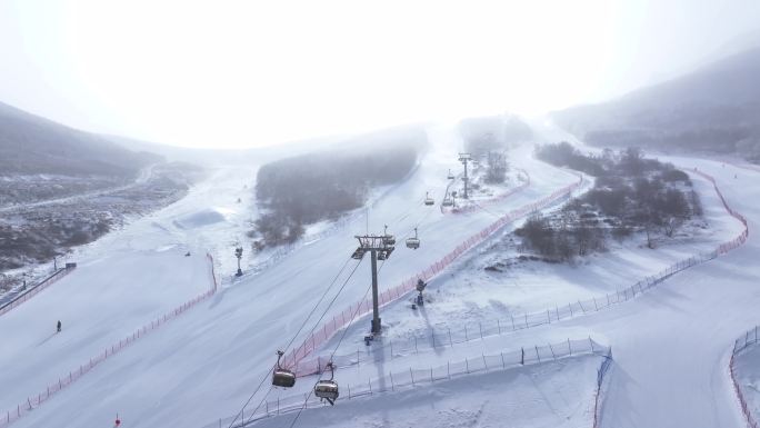 02太舞滑雪小镇 大雪天 滑雪道 空镜