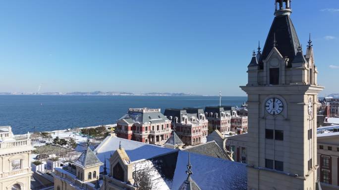 大连东港下雪航拍