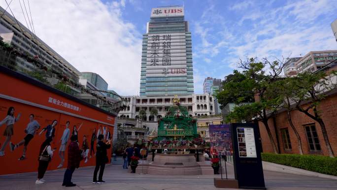 4K香港维多利亚式建筑物1881商场延时