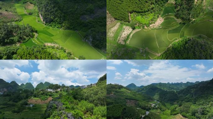 贵州森林山脉农田风光4k