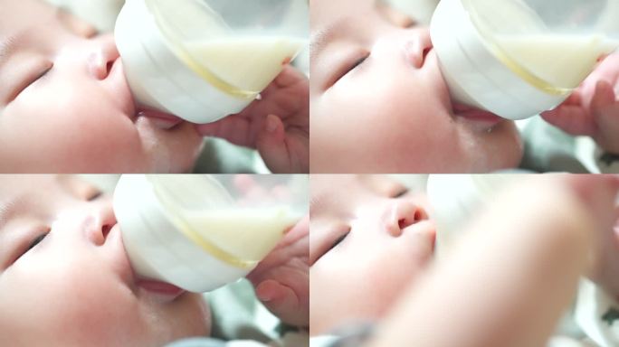 婴儿喝奶宝宝喂奶4K慢动作