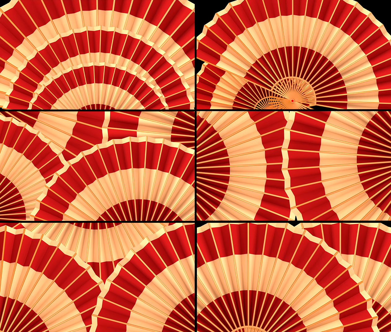 两道金边红扇4K 扇子转场 样式1