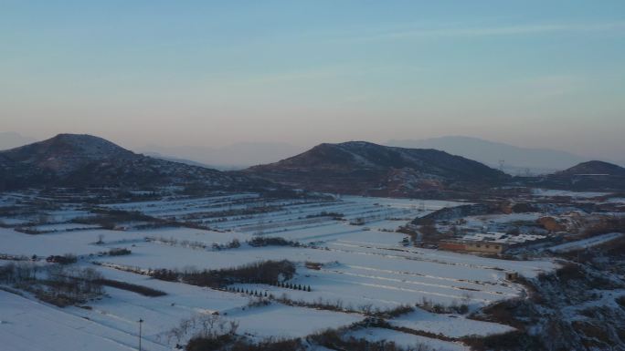 航拍雪景公路交通  航拍雪景城市农村山村