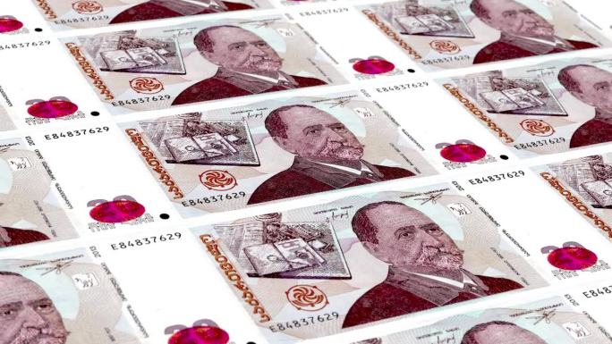 格鲁吉亚格鲁吉亚拉里20钞票货币印刷厂，印刷二十格鲁吉亚拉里，印刷机印刷出格鲁吉亚拉里，由货币印刷机