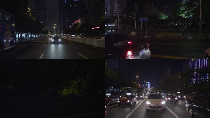 车戏夜晚城市道路素材抠像背景合成汽车行驶