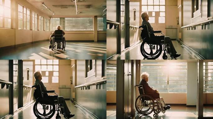 孤独的老人坐着轮椅【商用需购买企业授权】