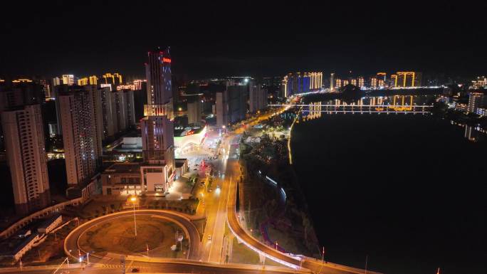 航拍于都万达广场夜景