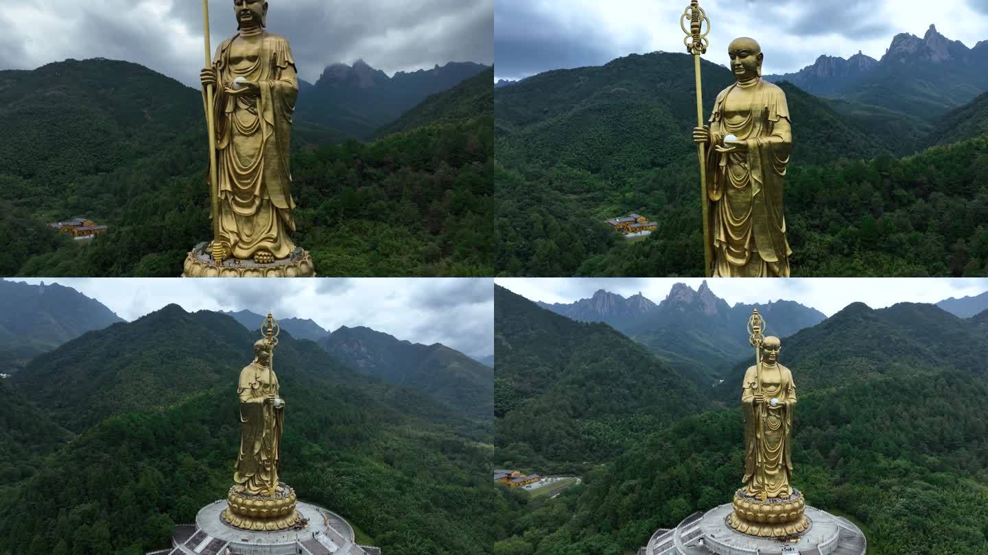 九华山地藏王菩萨圣像多视角航拍