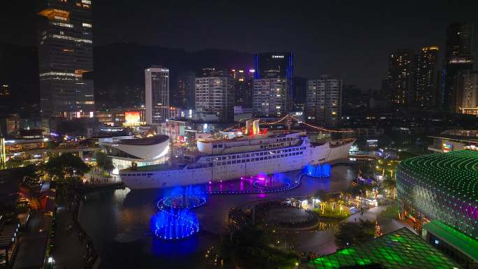 4K航拍深圳蛇口海上世界夜景16