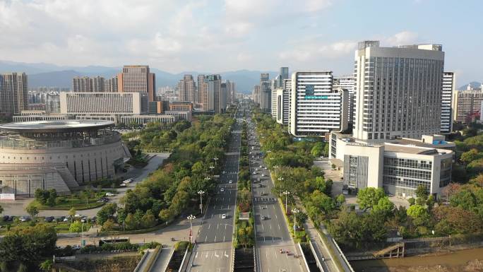 龙岩市龙岩大桥大道主干道主城区城市景航拍