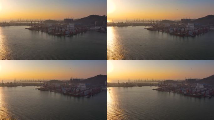 4K航拍深圳蛇口集装箱码头港口