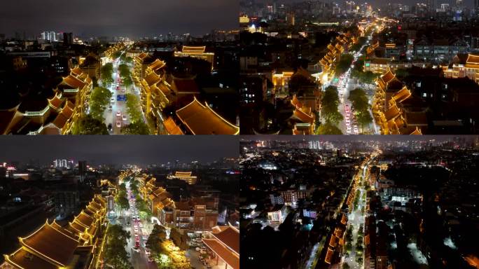 泉州夜景闽南古建城市古城夜景新门街