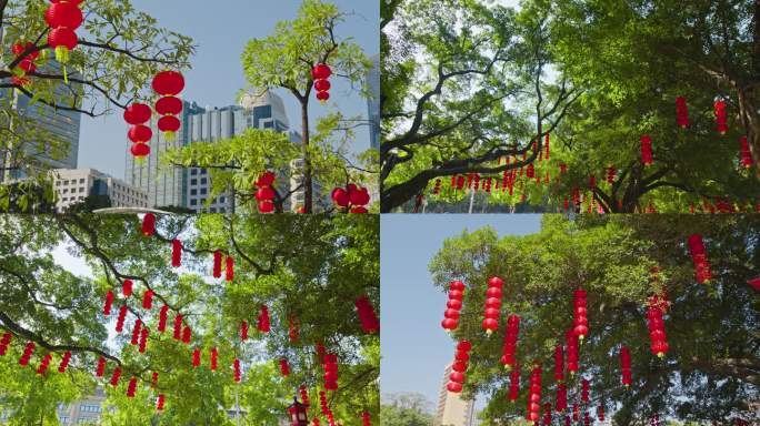 广州城市街头春节氛围