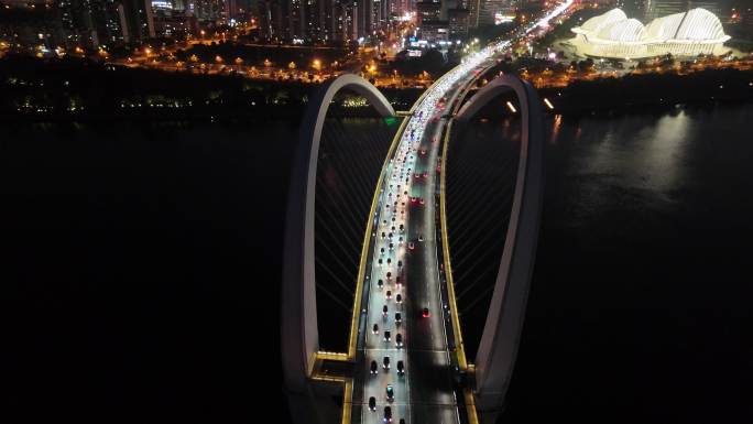 广西南宁 南宁大桥夜景车流