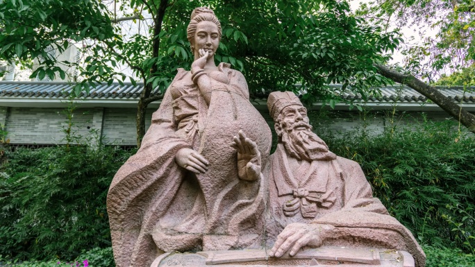 【4K超清】惠州延时苏东坡夫妇雕像延时