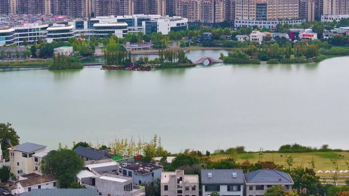 湖南长沙湘江江滩公园航拍橘子洲岳麓山风景